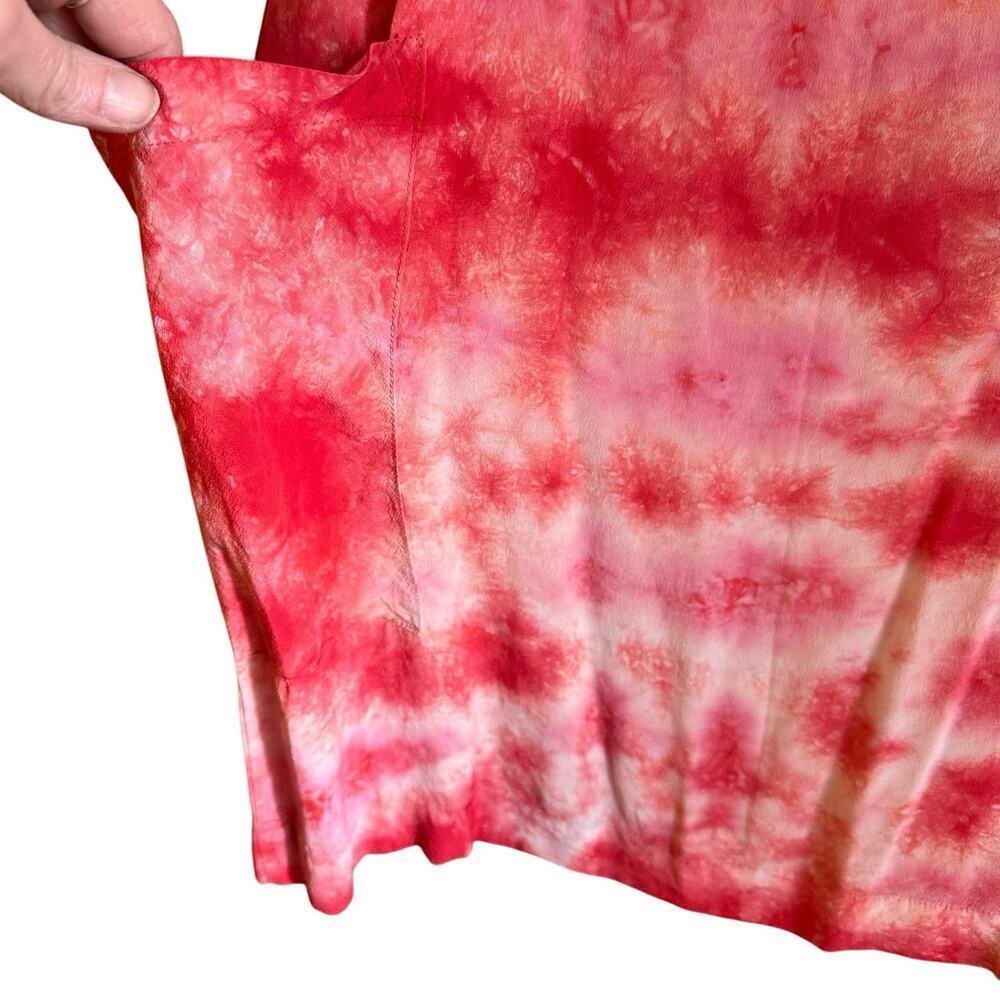 Gypsy 05 100% Silk Red Tie Dye Midi Maxi Dress Womens Sz. XS Hipster Boho Chic - Picture 3 of 13